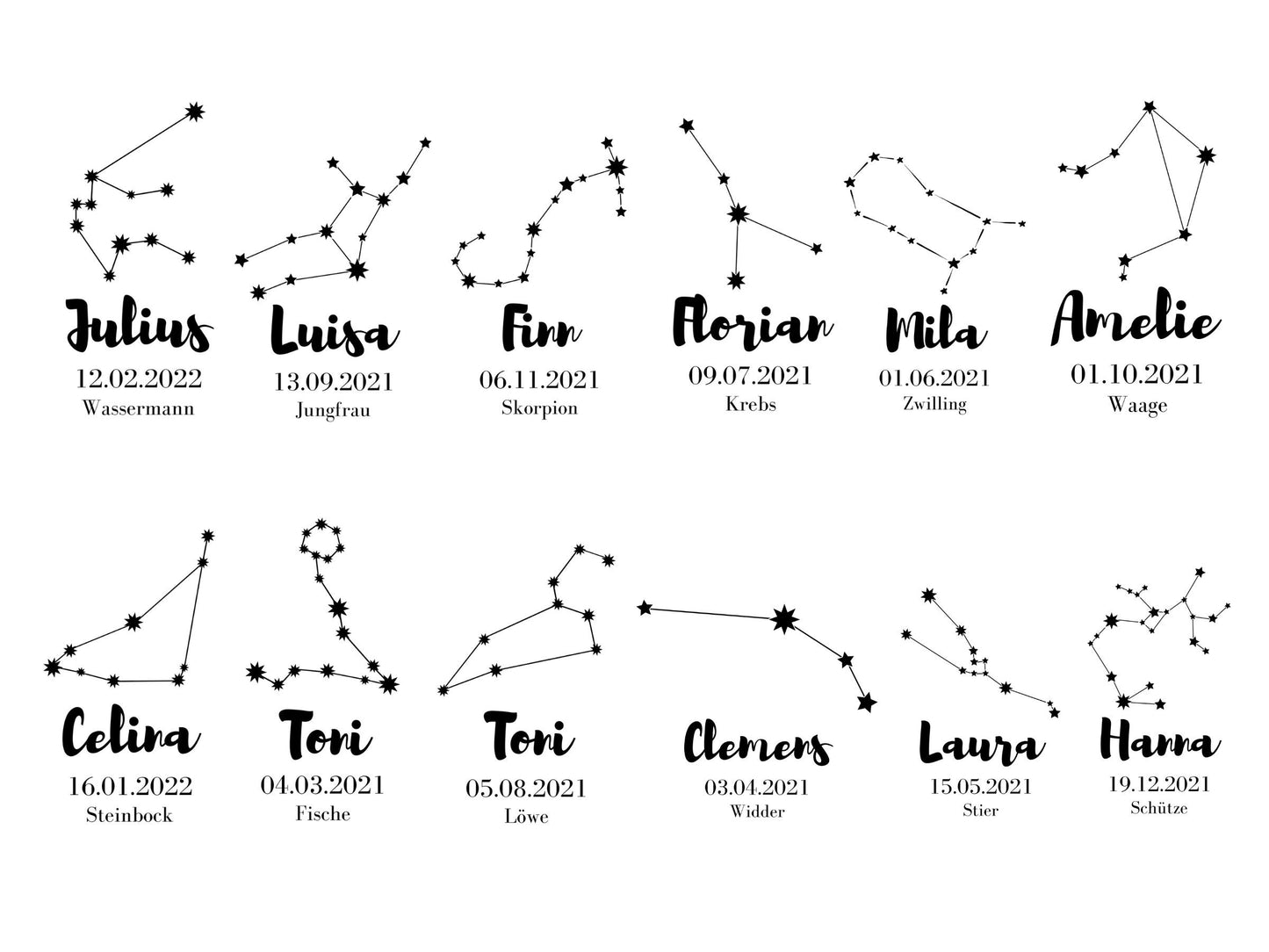 Sternzeichen Geschenk, Frühstücksbrett personalisiert, Personalisiertes Geschenk Baby, Holzbrett personalisiert, Brettchen personalisiert