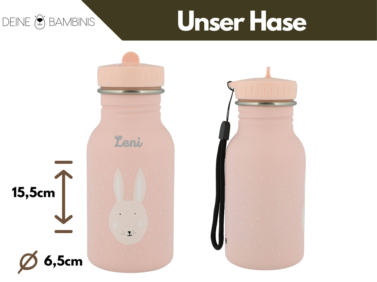 Trinkflasche Kinder, Trinkflasche personalisiert Kinder, Trixie, Kindergarten Flasche, Trinkflasche mit Namen