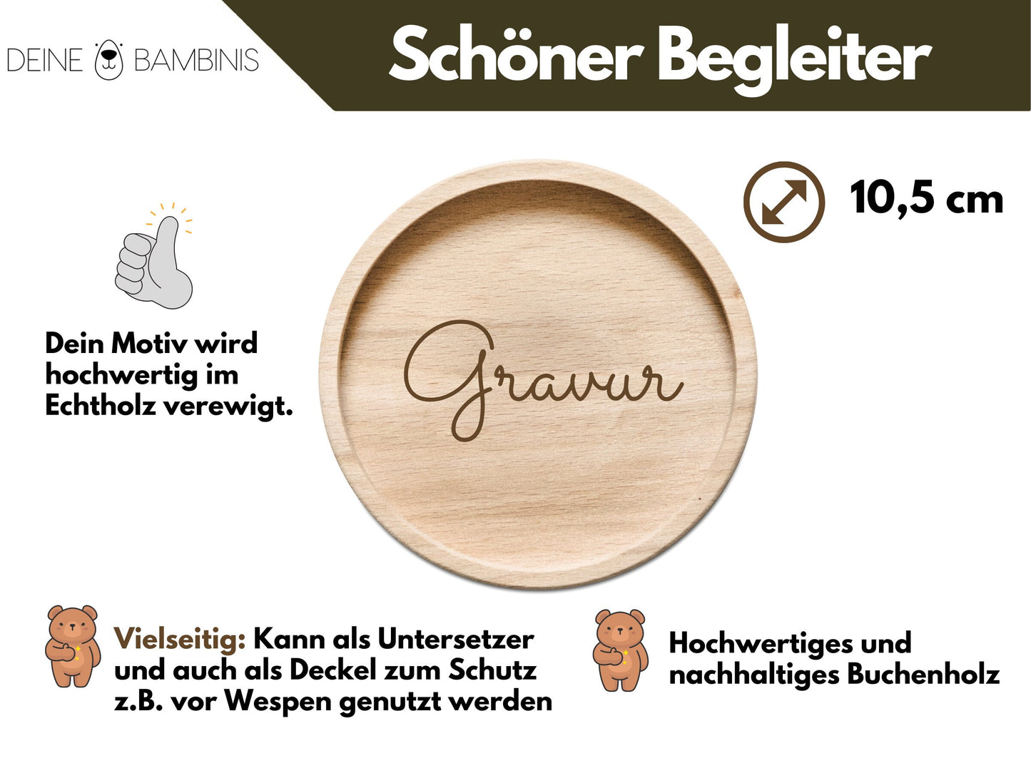 Untersetzer Holz personalisiert, Glasuntersetzer, Untersetzer für Gläser, Personalisierte Geschenke für Kinder, Kinderglas