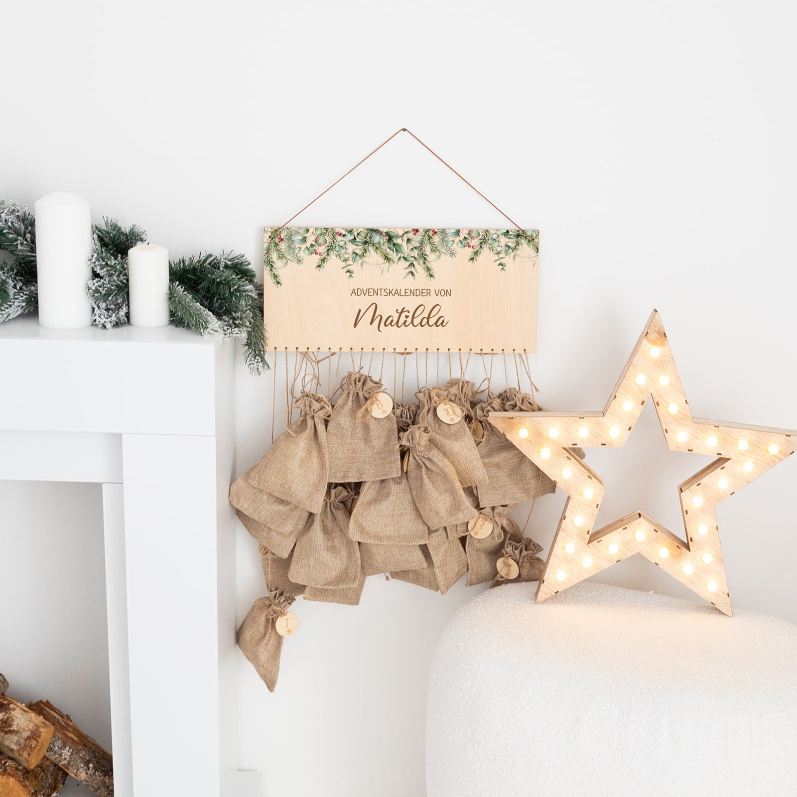 Adventskalender aus Holz, Adventskalender Kinder, Adventskalender zum Befüllen, Deko Weihnachten, Adventskalender personalisiert