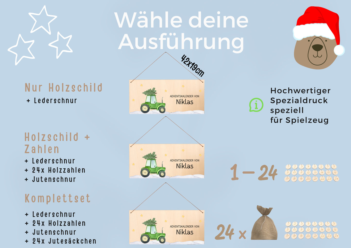 Adventskalender Kinder, Adventskalender zum Befüllen, Adventskalender Traktor, Adventskalender personalisiert, Junge Weihnachten