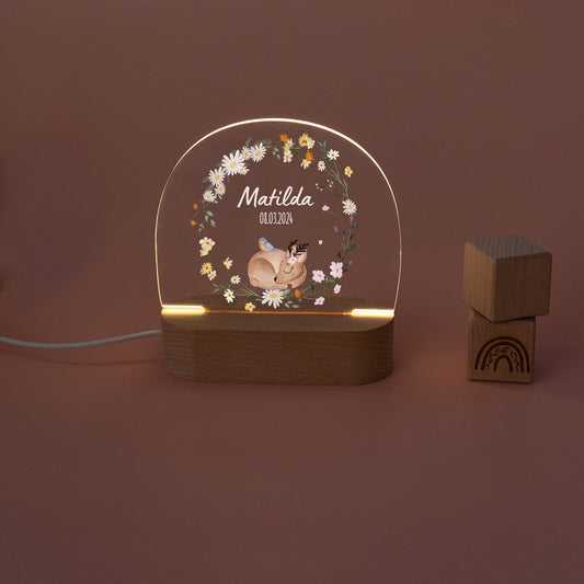 Taufe, Nachtlicht Reh, Lampe Reh, Geburtsgeschenk Mädchen, Taufe Mädchen, Geschenk Geburt Reh, Babyzimmer Mädchen, Baby Lampe