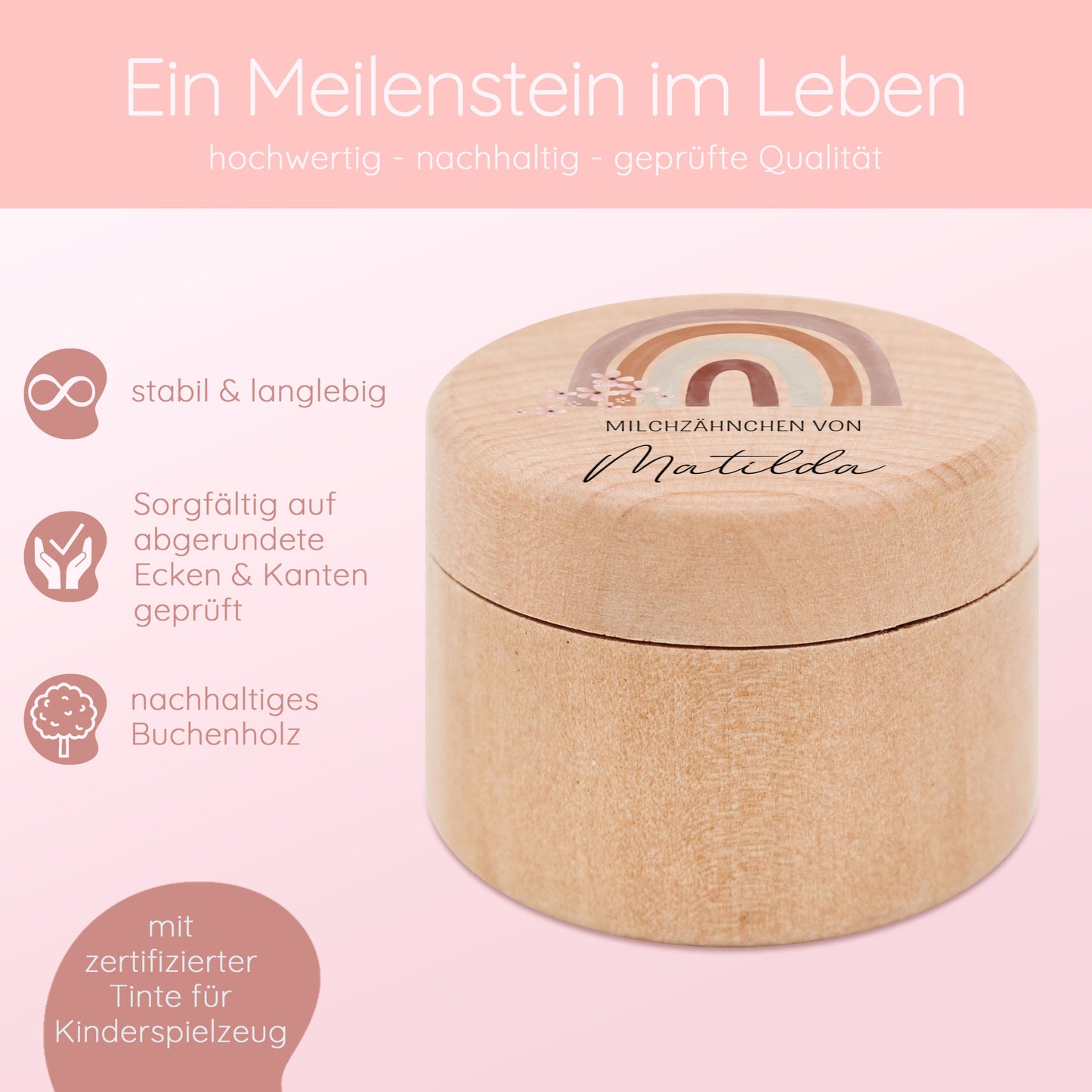 Zahndose, Milchzahndose, Zahndose Mädchen, Taufgeschenk Mädchen, Schulanfang Mädchen, Zahndose Regenbogen, Geburt Mädchen, Zahnfee