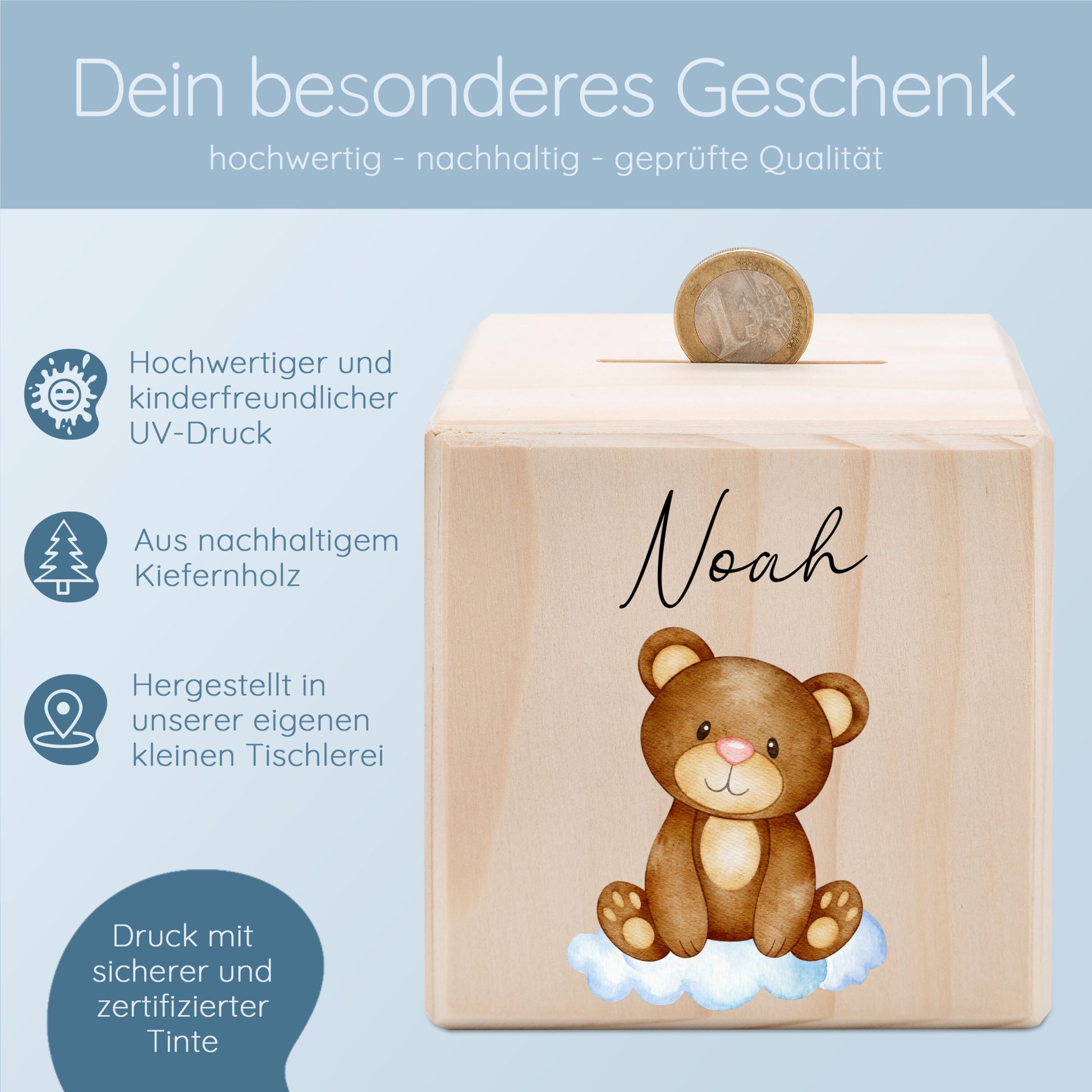 Spardose, Spardose Baby, Holzspardose, Spardose Tier, Personalisierte Spardose, Kinderspardose, Geburt, Geldgeschenk Kind