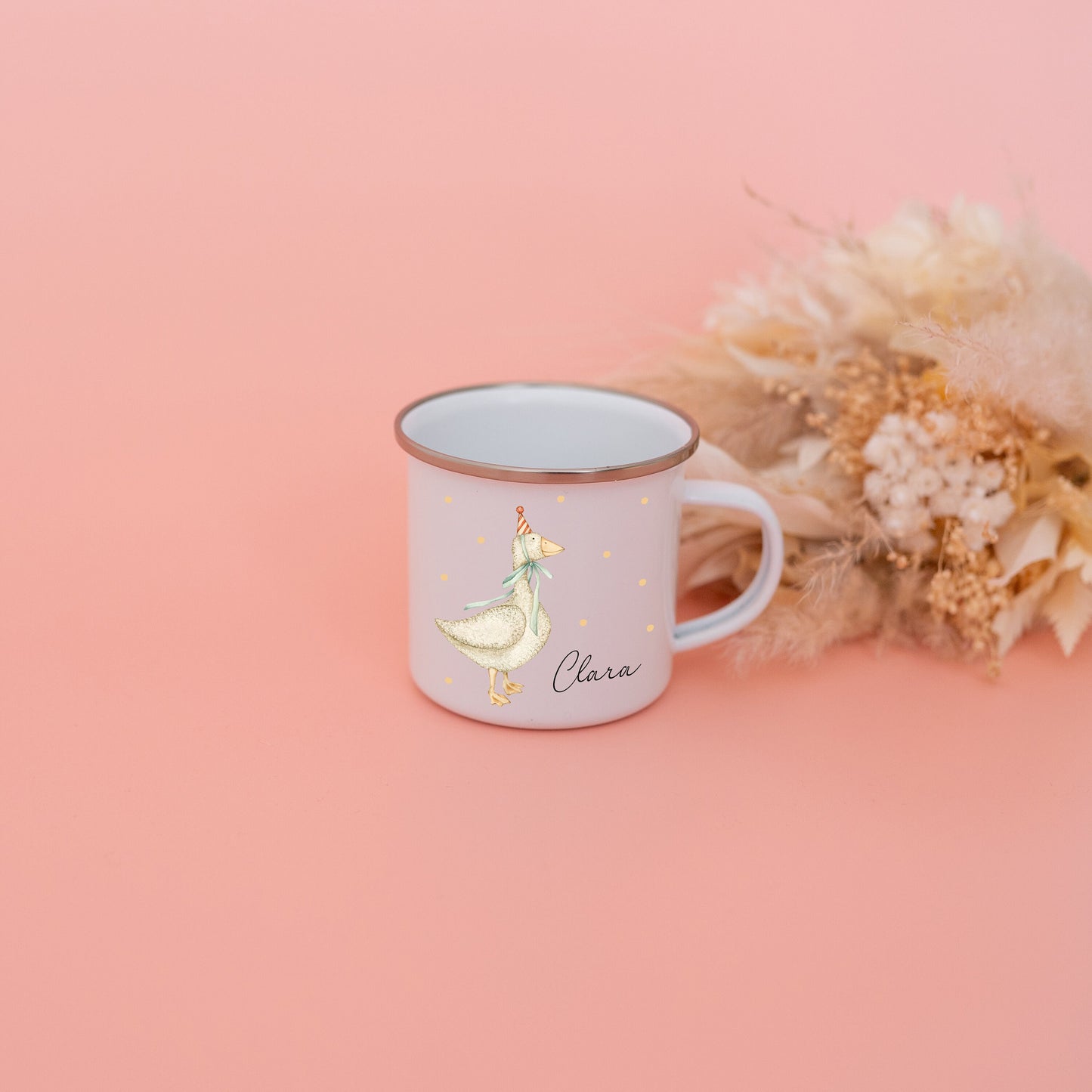 Tasse Mädchen, Kindertasse, Tasse Maus, Tasse Gans, Tasse Regenbogen, Kindergeschenk Mädchen, Emaille Becher mit Name, Campingtasse