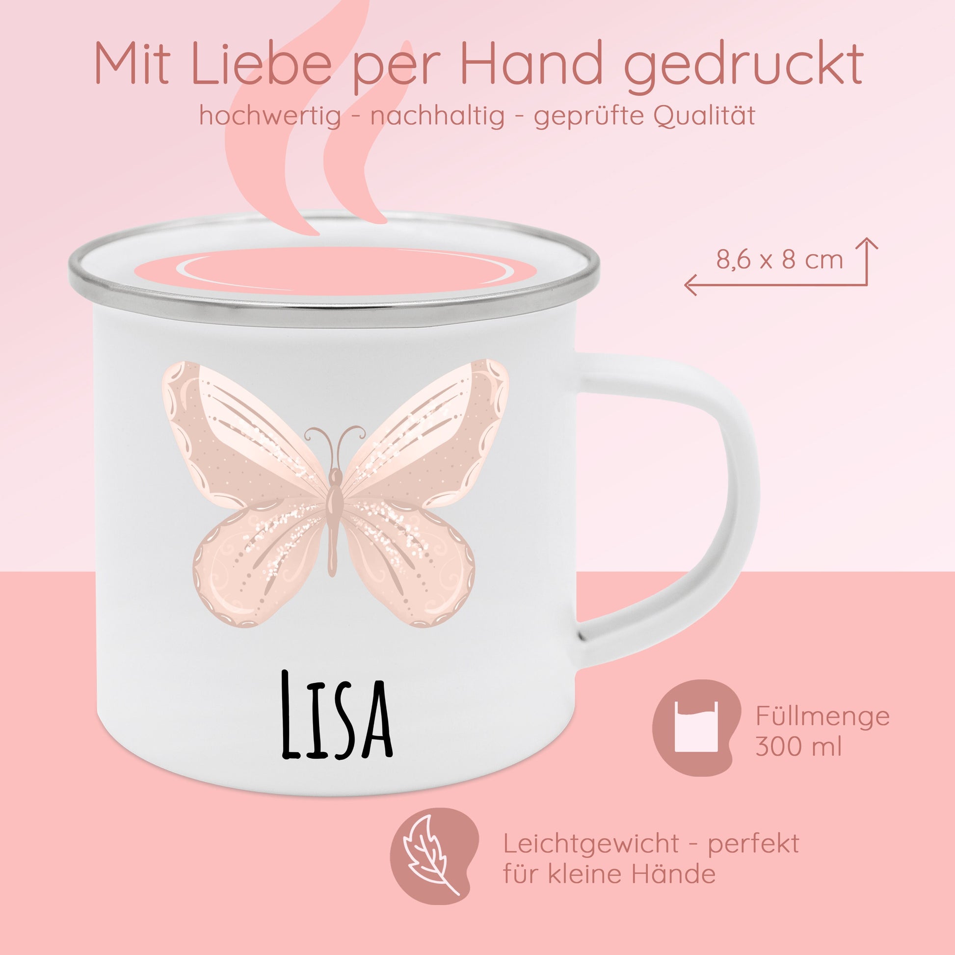 Tasse Mädchen, Emaille Tasse Mädchen, Geschenke für Mädchen, Schulanfang Geschenk Mädchen, Geburtstagsgeschenk Mädchen