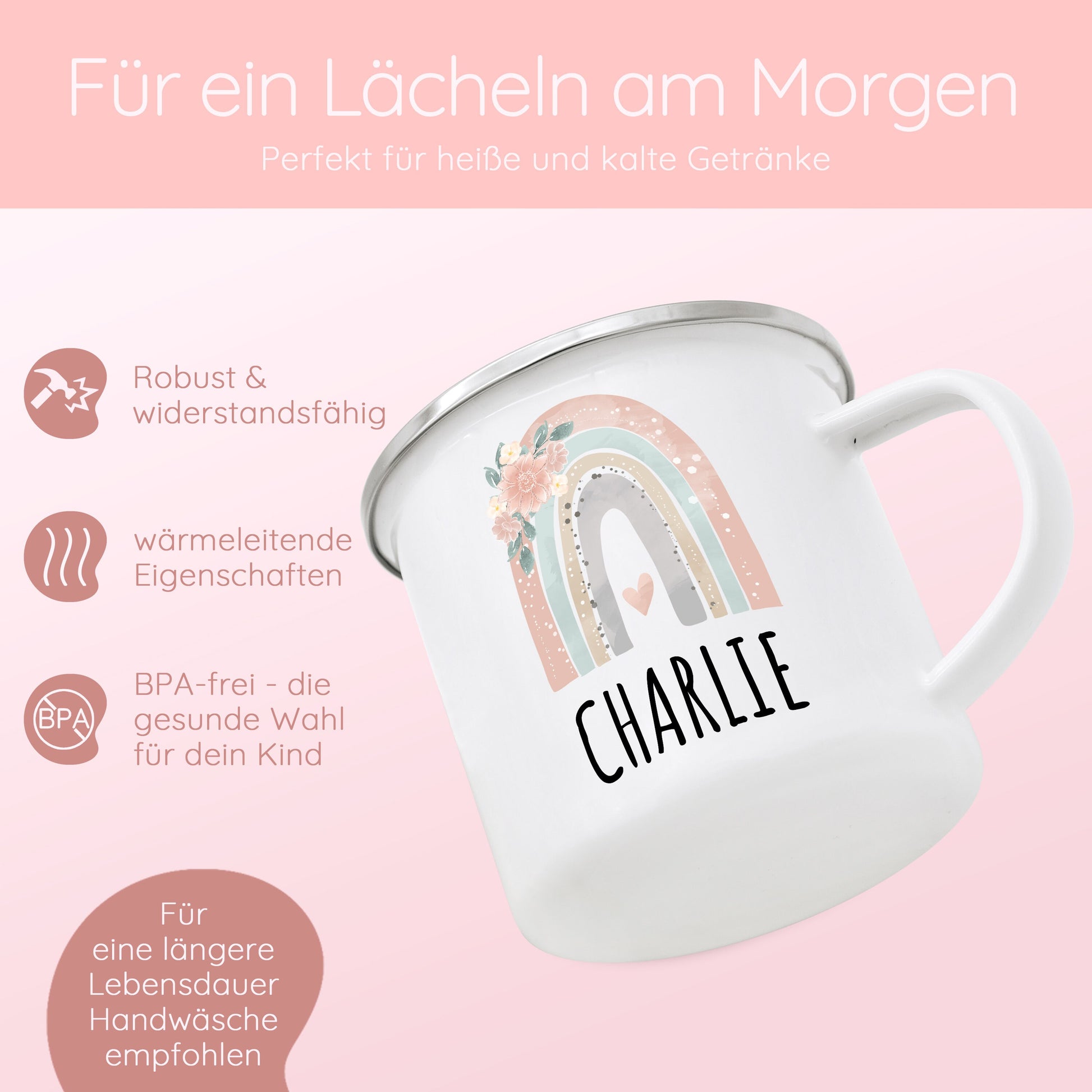 Tasse Mädchen, Emaille Tasse Mädchen, Geschenke für Mädchen, Schulanfang Geschenk Mädchen, Geburtstagsgeschenk Mädchen