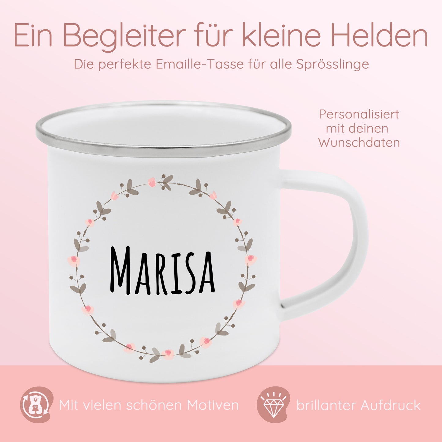 Tasse Mädchen, Emaille Tasse Mädchen, Geschenke für Mädchen, Schulanfang Geschenk Mädchen, Geburtstagsgeschenk Mädchen