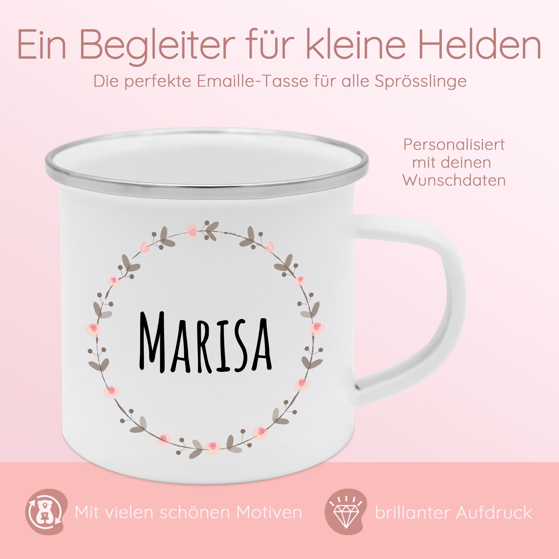 Tasse Mädchen, Emaille Tasse Mädchen, Geschenke für Mädchen, Schulanfang Geschenk Mädchen, Geburtstagsgeschenk Mädchen