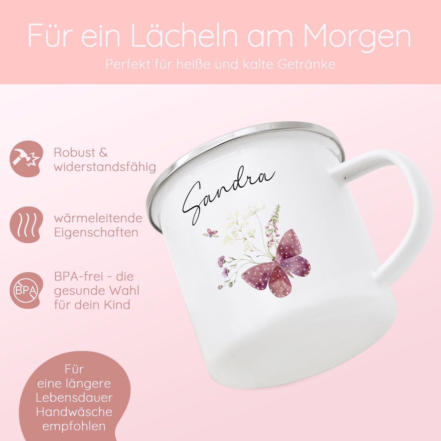 Tasse Mädchen, Tasse Marienkäfer, Tasse Schmetterling, Tasse Vögel, Schulanfang Geschenk Mädchen, Taufe Mädchen, Geburtstag Mädchen