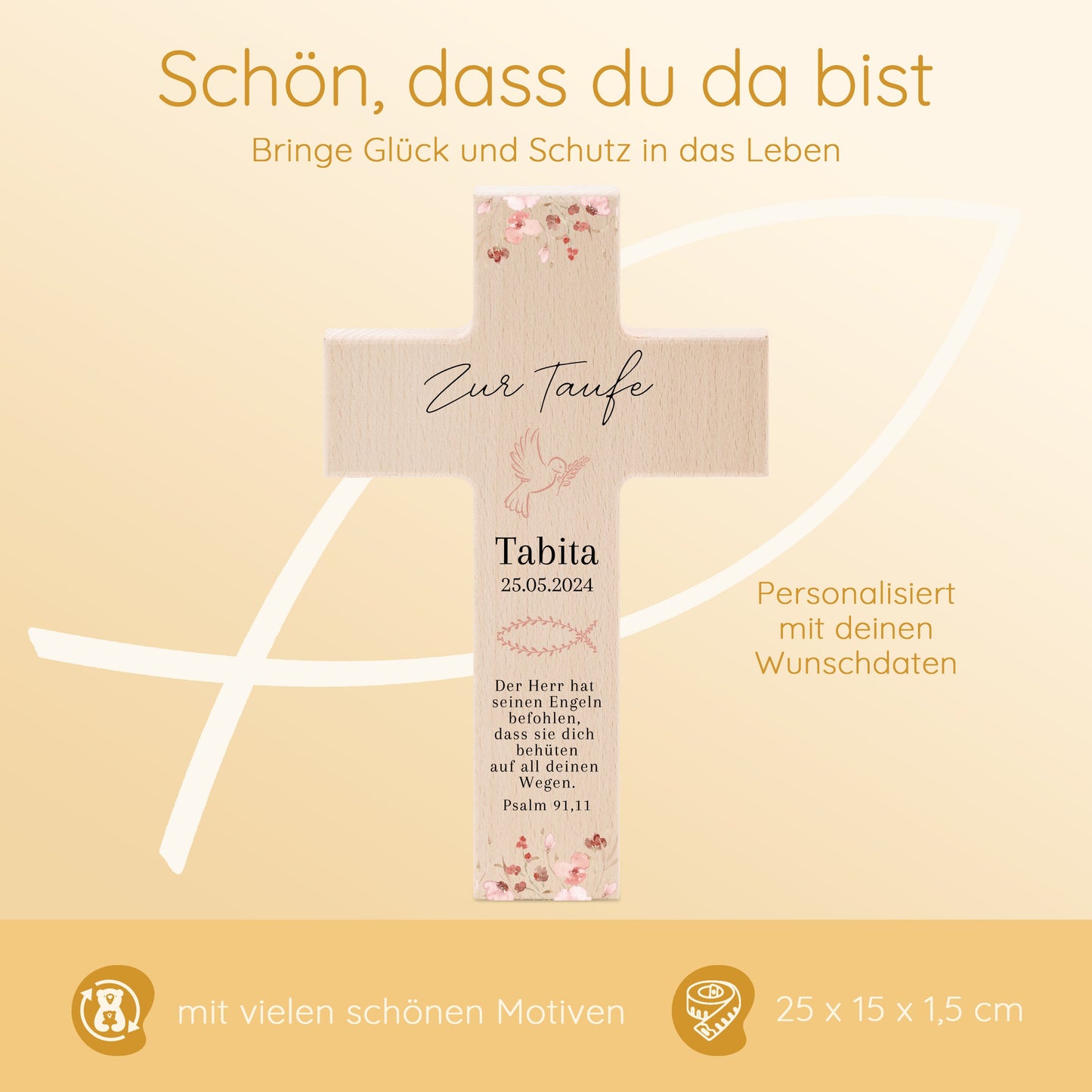 Taufgeschenk Mädchen, Taufkreuz Mädchen, Taufe Blumen, Segensfest Mädchen, Taufe Geschenkidee Mädchen, Taufe