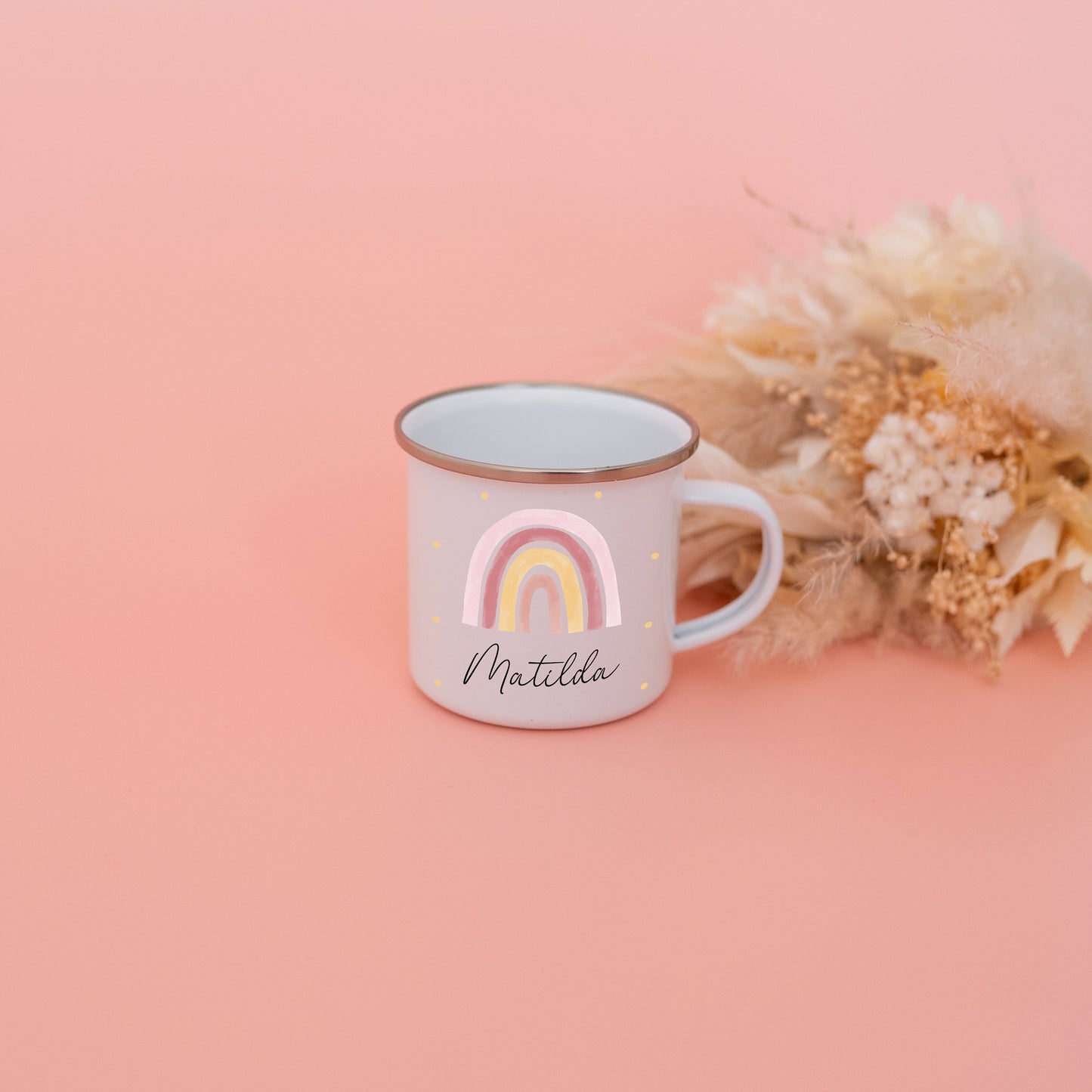 Tasse Mädchen, Kindertasse, Tasse Maus, Tasse Gans, Tasse Regenbogen, Kindergeschenk Mädchen, Emaille Becher mit Name, Campingtasse