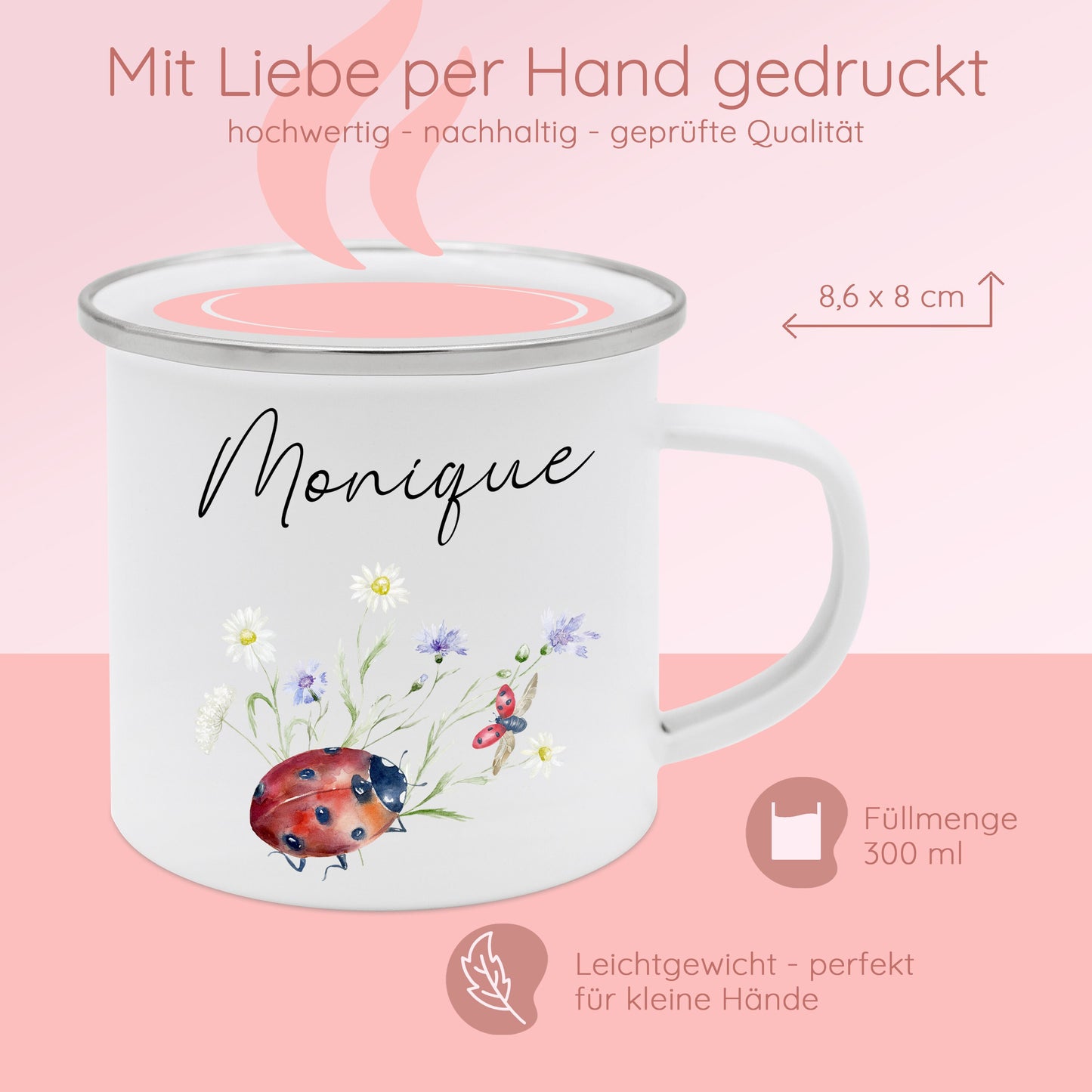 Tasse Mädchen, Tasse Marienkäfer, Tasse Schmetterling, Tasse Vögel, Schulanfang Geschenk Mädchen, Taufe Mädchen, Geburtstag Mädchen