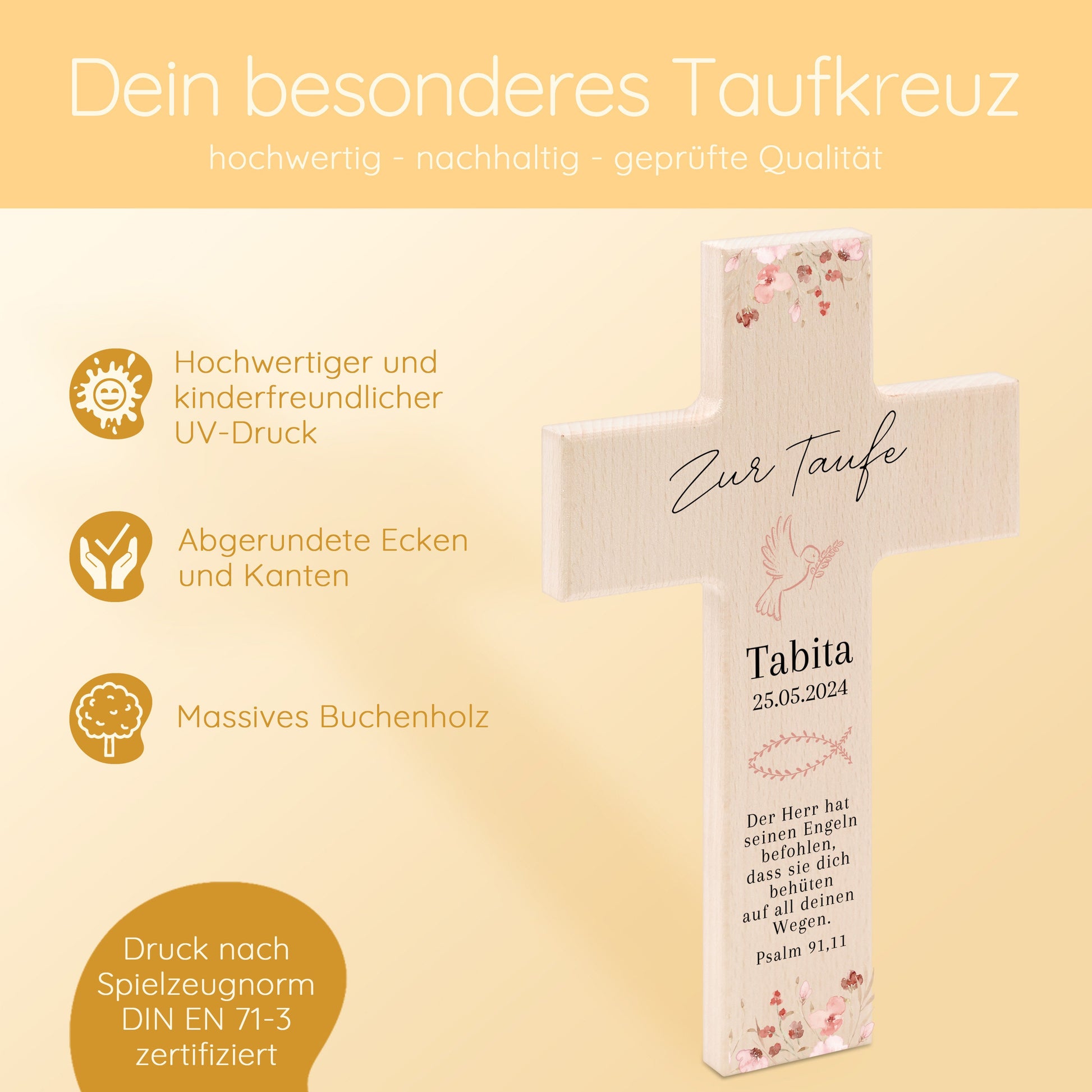 Taufgeschenk Mädchen, Taufkreuz Mädchen, Taufe Blumen, Segensfest Mädchen, Taufe Geschenkidee Mädchen, Taufe