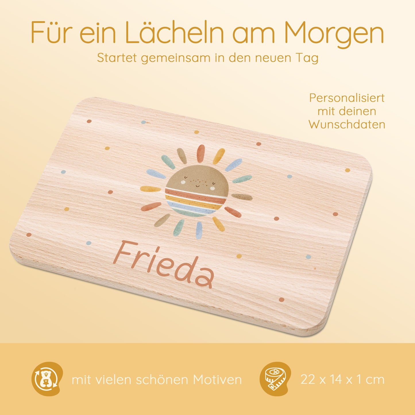 Taufgeschenk, Frühstücksbrett, Babygeschenke, Kindergeschenke, Holzbrett, Frühstücksbrett Sonne, Kindergarten Geschenk