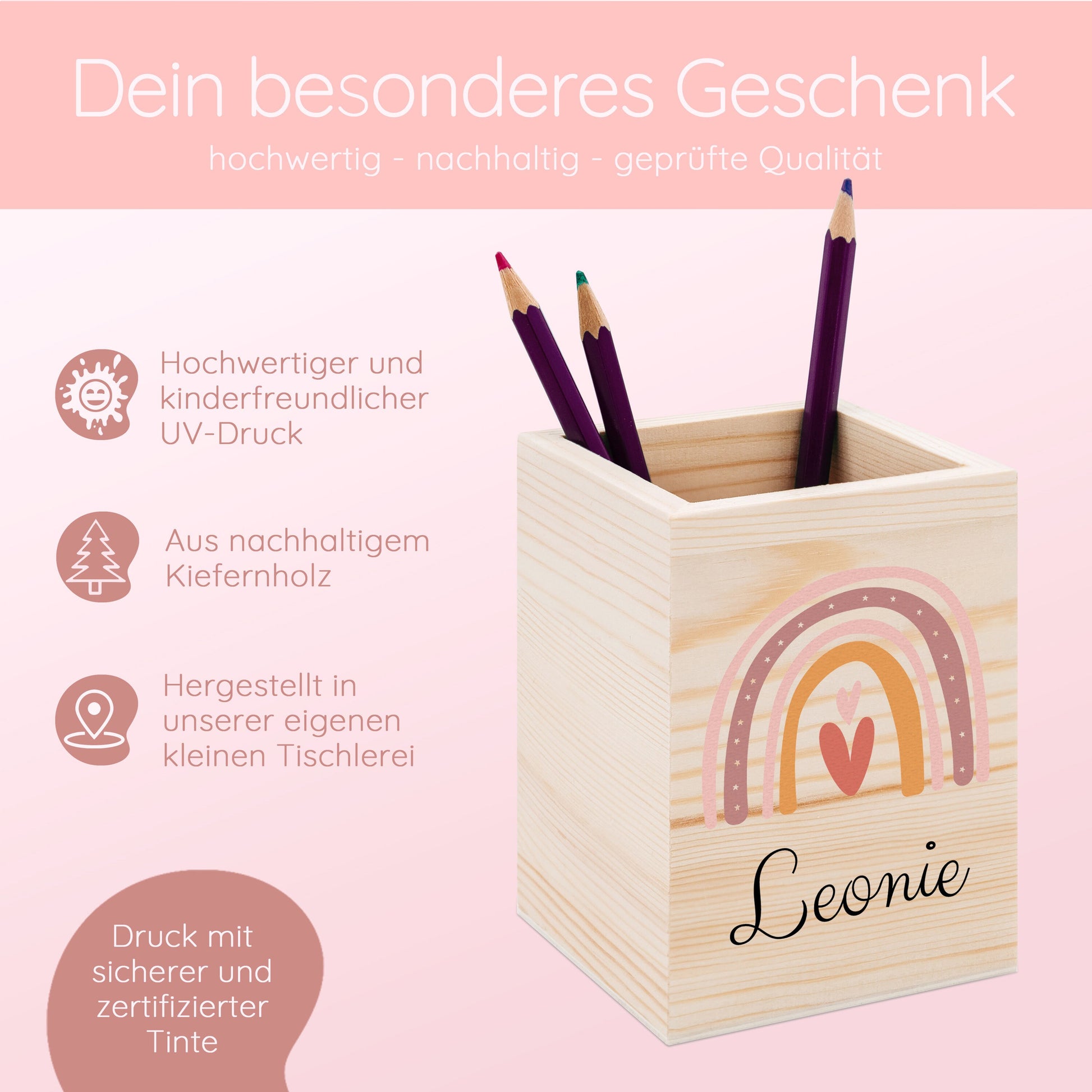 Stiftebox Regenbogen, Schulanfang Geschenk Mädchen, Einschulung Mädchen, Stiftehalter, Kinderzimmer Mädchen