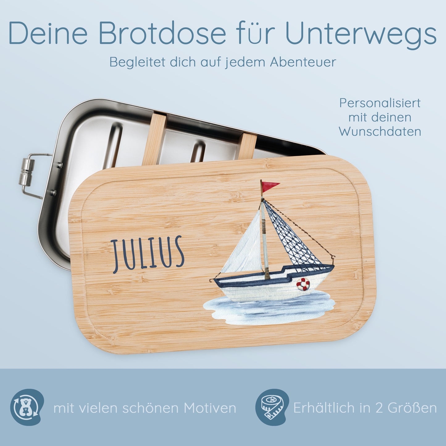 Vesperdose Segelboot, Kindergarten Brotdose, Brotdose personalisiert, Brotdose Kinder personalisiert, Kindergarten, Kita Start