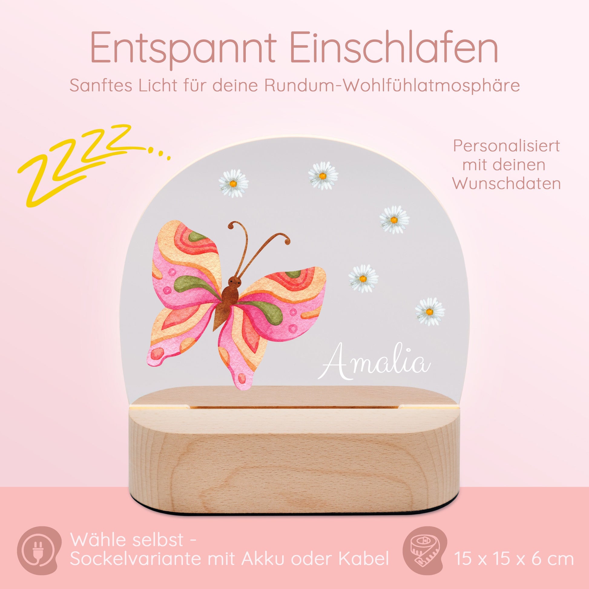 Taufgeschenk Mädchen, Nachtlicht Baby, Nachtlicht Schmetterling, Babygeschenk Mädchen, Zur Geburt Mädchen Lampe, Stilllampe