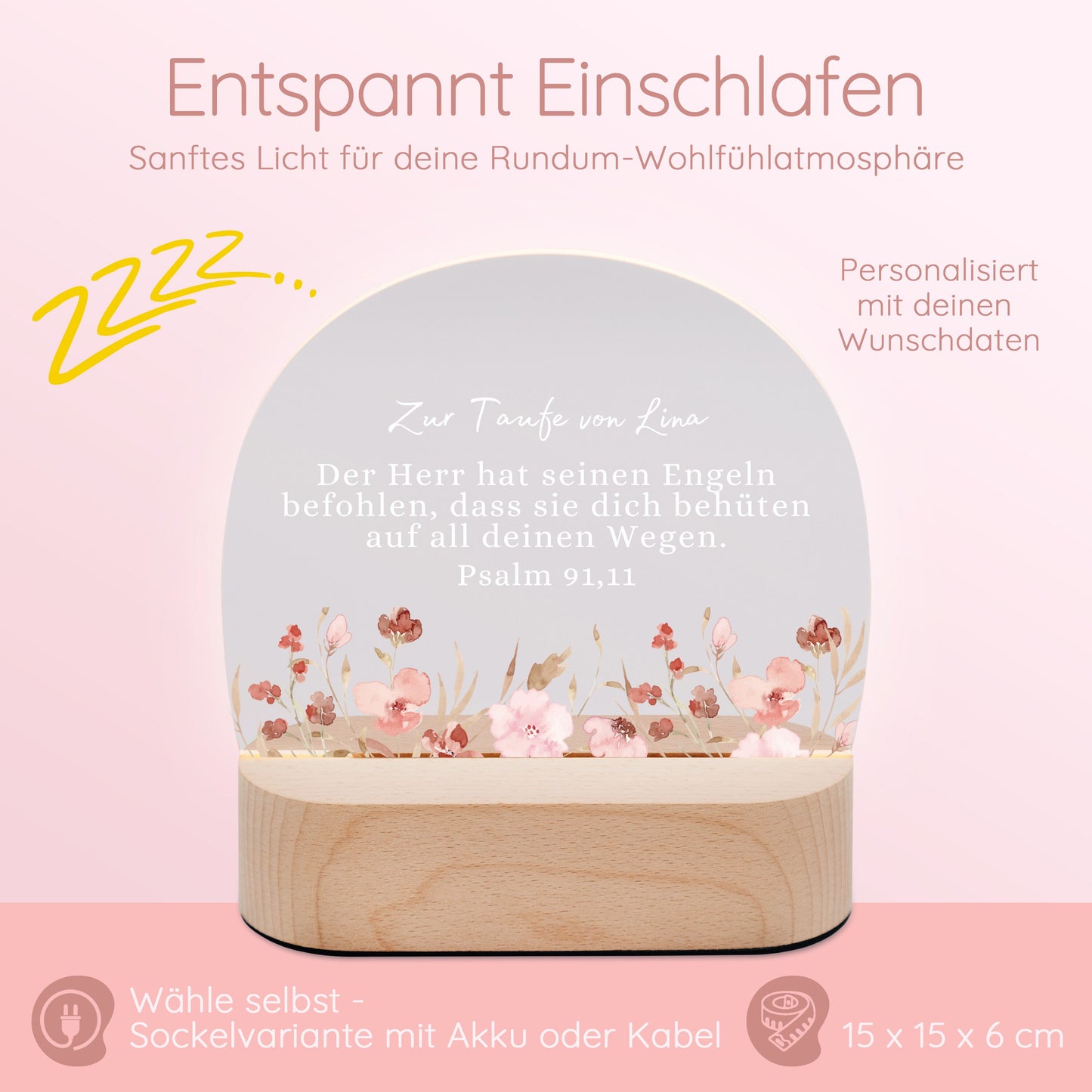 Taufgeschenk Mädchen, Taufgeschenk, Taufe Mädchen, Nachtlicht Mädchen Taufe, Geschenk zur Taufe für Mädchen, Tauflicht, LED Nachtlicht