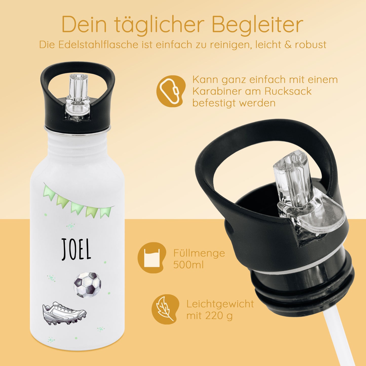 Trinkflasche Kinder, Trinkflasche Junge, Trinkflasche personalisiert, Kindergarten Geschenk, Schulanfang, Trinkflasche Edelstahl