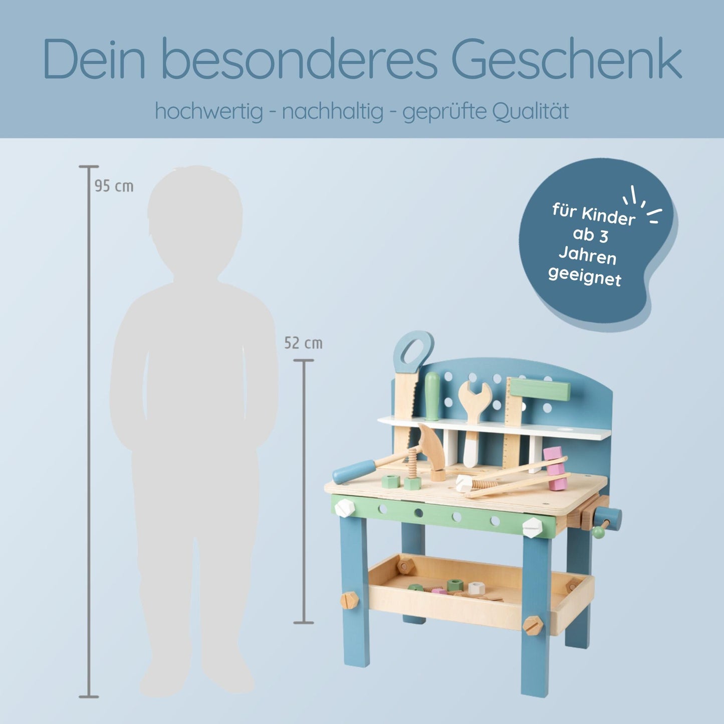 3. Geburtstag Jungs, Taufgeschenke für Jungen, Holzspielzeug Baby 3 Jahr, Werkbank Kinder, Werkbank Holz, Werkzeugkiste