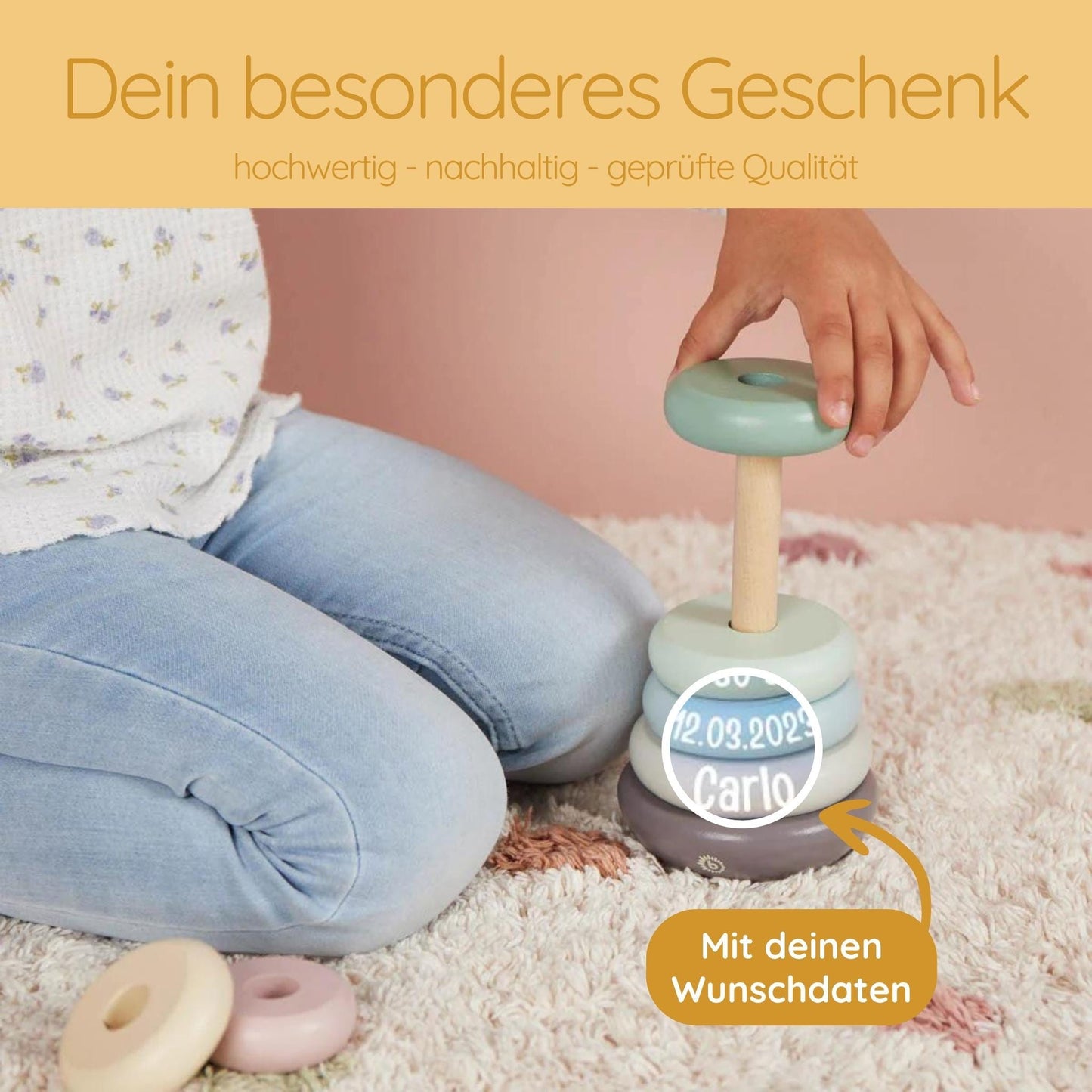 Stapelturm personalisiert, Babygeschenk Geburt, Stapelturm, Geburt Mädchen, Stapelturm Junge, Taugeschenk, Geburt, Babyparty