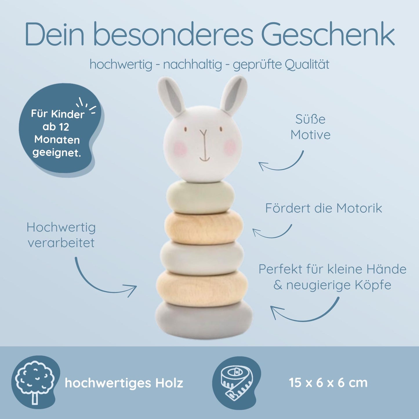 Stapelturm personalisiert, Stapelturm Baby, Babygeschenk Geburt, Holzspielzeug Baby, Baby Geburtstag Geschenk