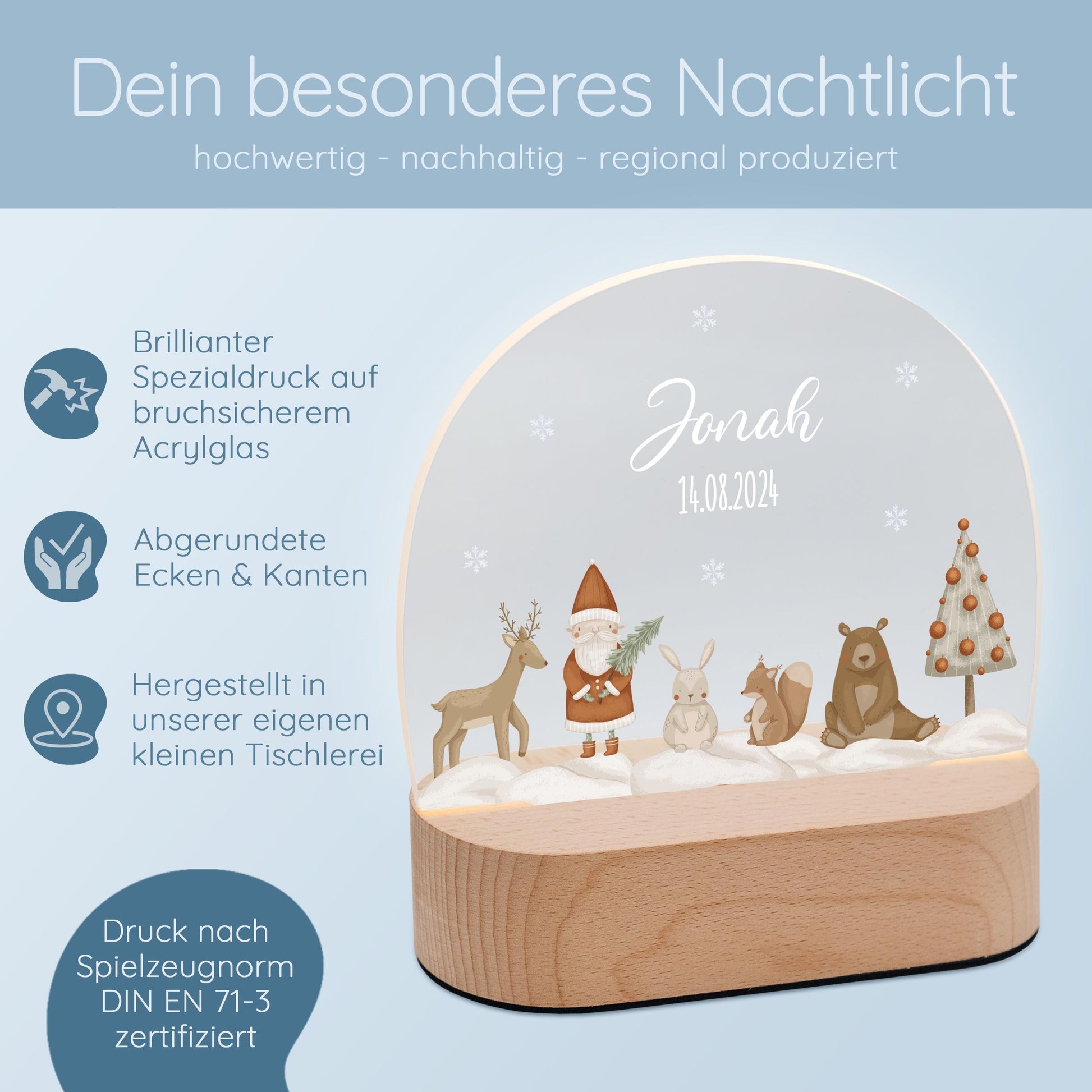 Weihnachtsgeschenk Kind, Weihnachtsgeschenk Baby, Nachtlicht Baby, Geburt, Nachtlicht personalisiert, Kinder Nachtlicht