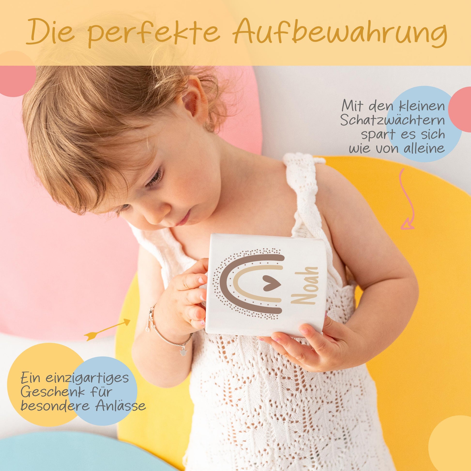 Spardose personalisiert, Taufe Geschenk, Spardose, Spardose Mädchen, Spardose Baby, Spardose Regenbogen, Geburtstag Mädchen