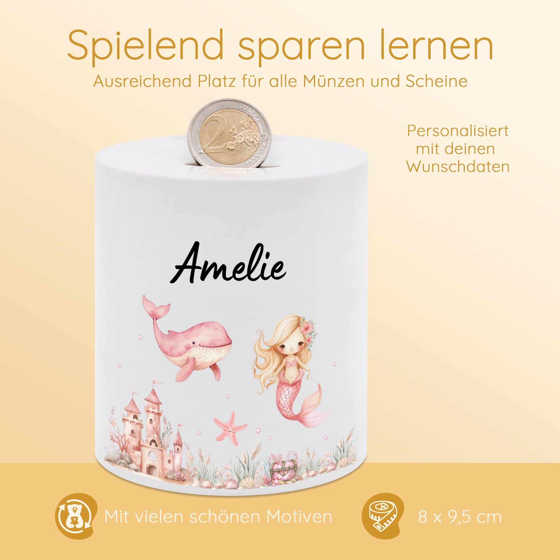 Spardose personalisiert, Spardose Kind, Spardose Baby, Weihnachtsgeschenk Kind, Kindergeburtstag, Spardose Schildkröte, Meerjungfrau