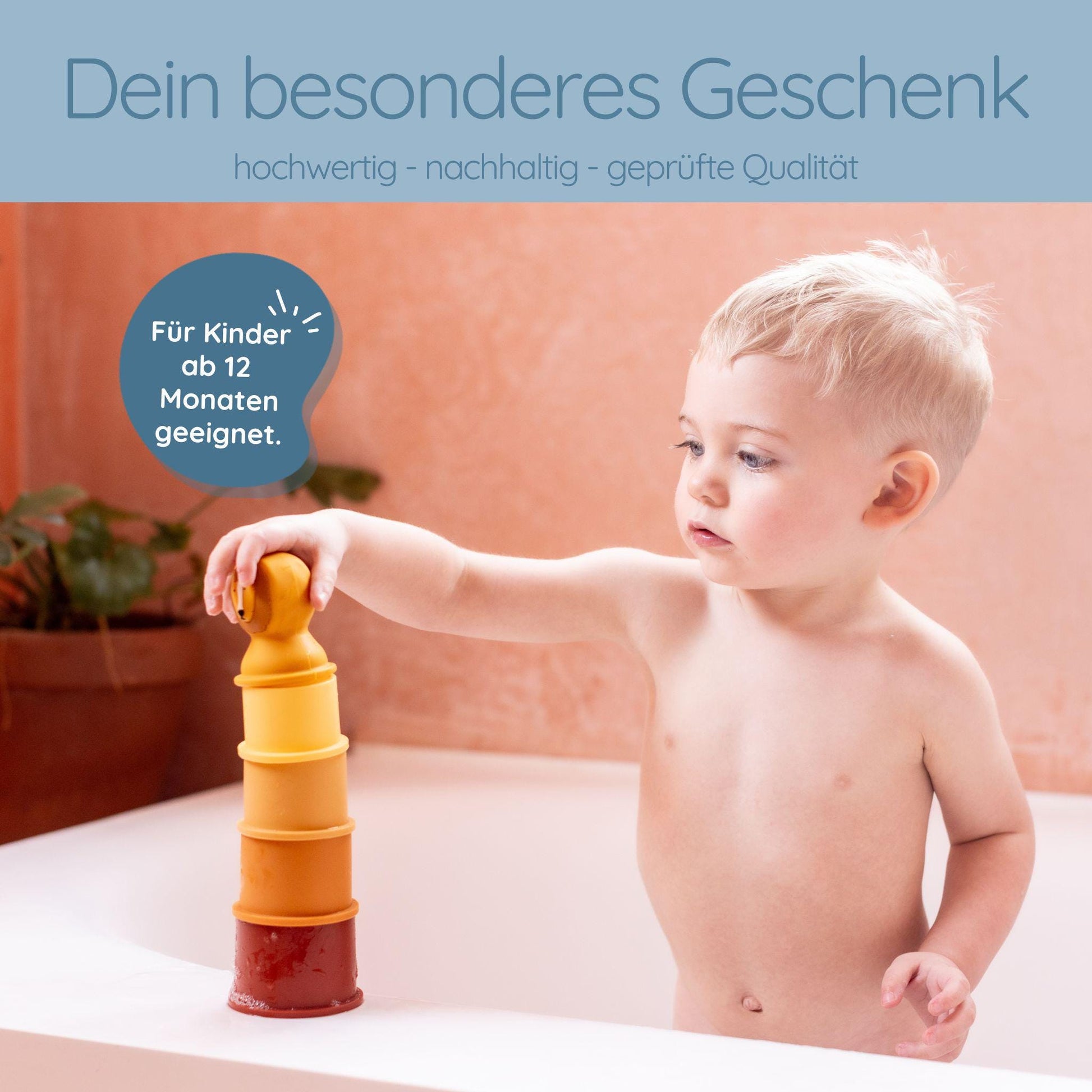 Stapelturm Silikon, Badespielzeug, Wasserspielzeug, Sandspielzeug, Kinderspielzeug, personalisierte Geschenke Kinder, Spielzeug Badewanne