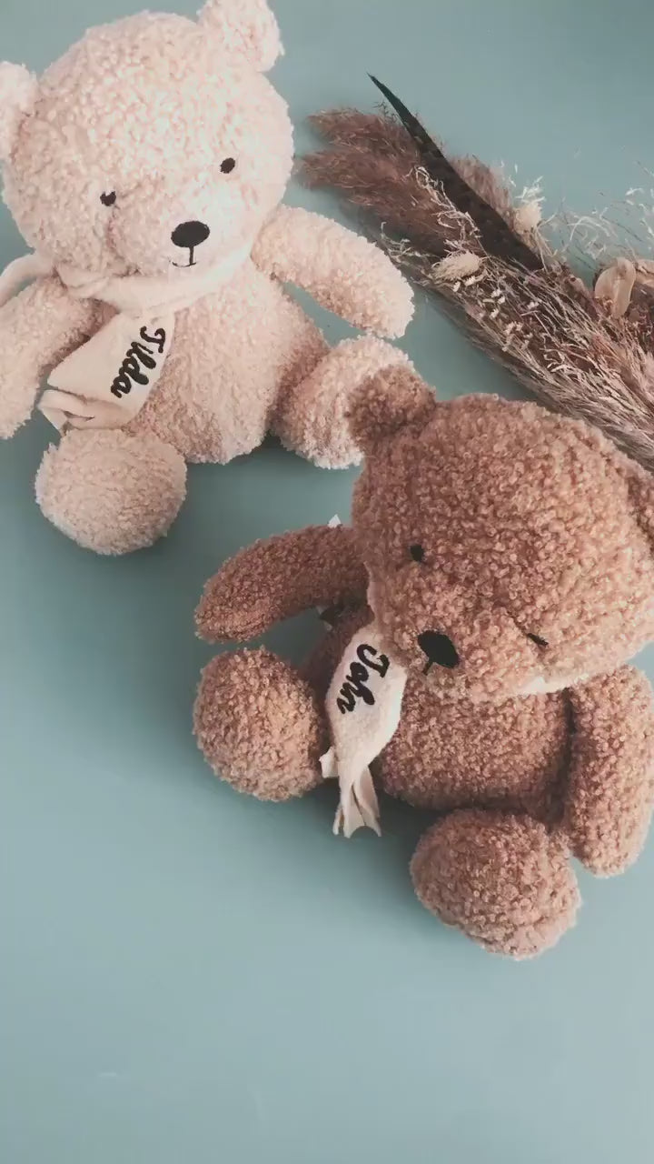 Teddybär personalisiert, Kuscheltier personalisiert, Kuscheltier Baby, Kuscheltier Schulanfang, Plüschtier, Teddybär, Taufe, Geburt