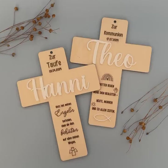 Taufkreuz, Holzkreuz, Taufekreuz personalisiert, Taufgeschenke Mädchen, Taufgeschenke Junge, Kommunion Geschenk, Taufkreuz Holz mit Namen